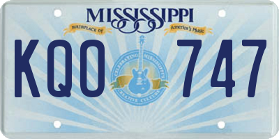 MS license plate KQO747