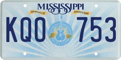 MS license plate KQO753