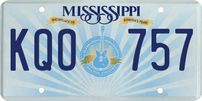 MS license plate KQO757