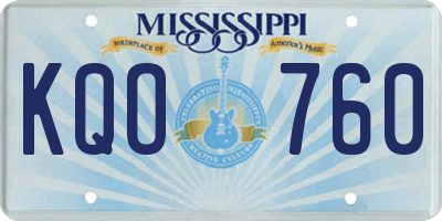 MS license plate KQO760