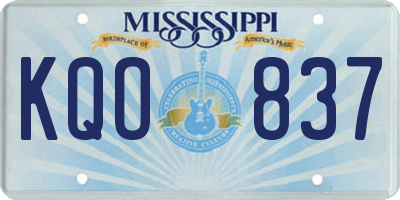 MS license plate KQO837
