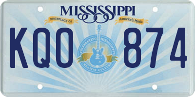 MS license plate KQO874