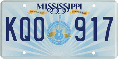 MS license plate KQO917