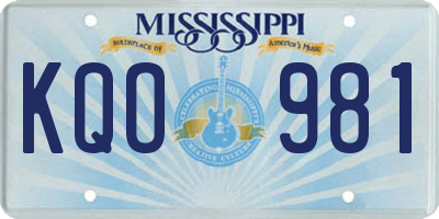 MS license plate KQO981