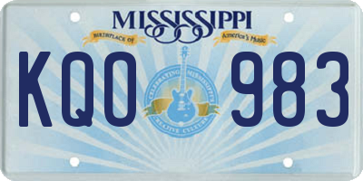 MS license plate KQO983