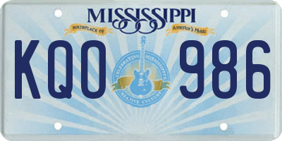 MS license plate KQO986