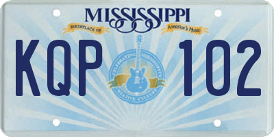MS license plate KQP102