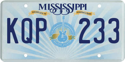 MS license plate KQP233