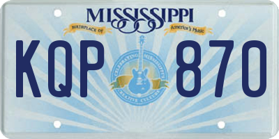 MS license plate KQP870