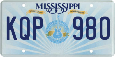 MS license plate KQP980