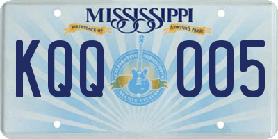 MS license plate KQQ005