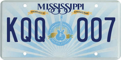 MS license plate KQQ007