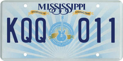 MS license plate KQQ011
