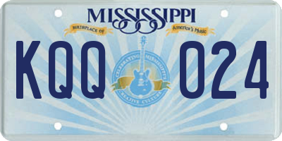 MS license plate KQQ024