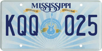 MS license plate KQQ025