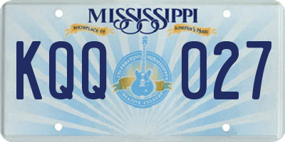 MS license plate KQQ027