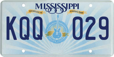 MS license plate KQQ029
