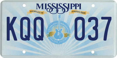 MS license plate KQQ037