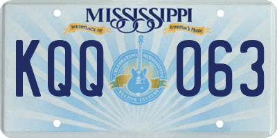 MS license plate KQQ063