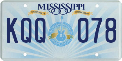 MS license plate KQQ078
