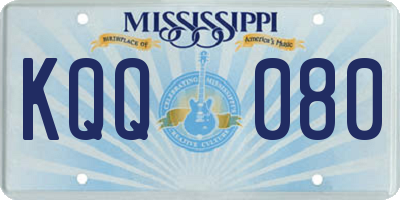 MS license plate KQQ080
