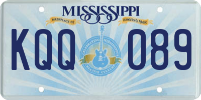 MS license plate KQQ089