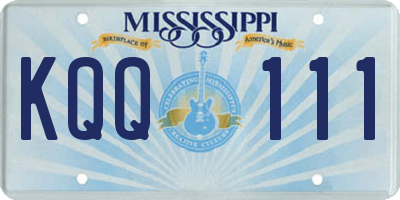 MS license plate KQQ111