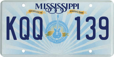 MS license plate KQQ139