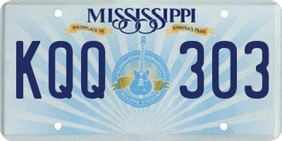 MS license plate KQQ303