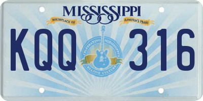 MS license plate KQQ316