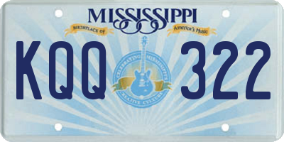 MS license plate KQQ322