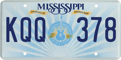 MS license plate KQQ378