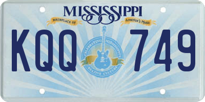 MS license plate KQQ749