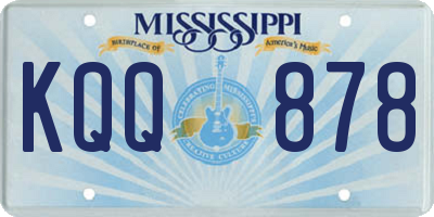 MS license plate KQQ878