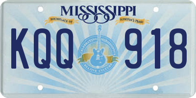 MS license plate KQQ918