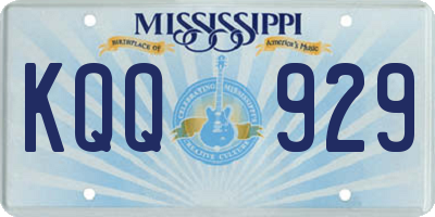 MS license plate KQQ929