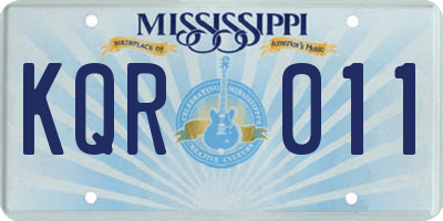 MS license plate KQR011