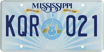 MS license plate KQR021