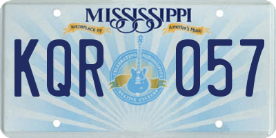 MS license plate KQR057