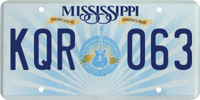 MS license plate KQR063