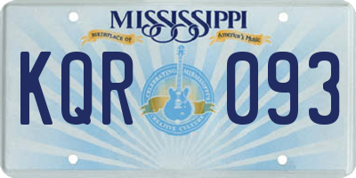 MS license plate KQR093