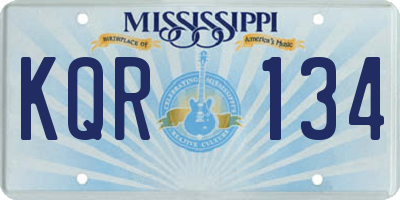 MS license plate KQR134