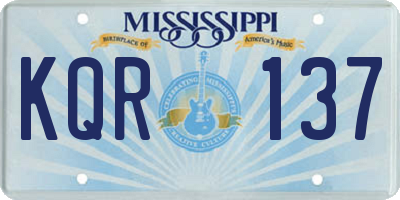 MS license plate KQR137