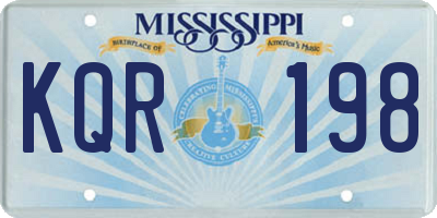 MS license plate KQR198