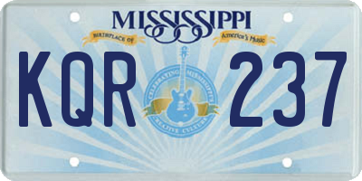 MS license plate KQR237