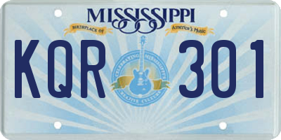 MS license plate KQR301