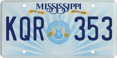 MS license plate KQR353