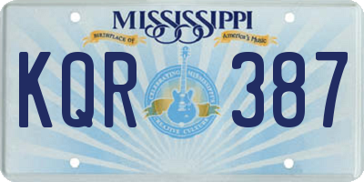 MS license plate KQR387