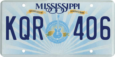 MS license plate KQR406