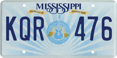 MS license plate KQR476
